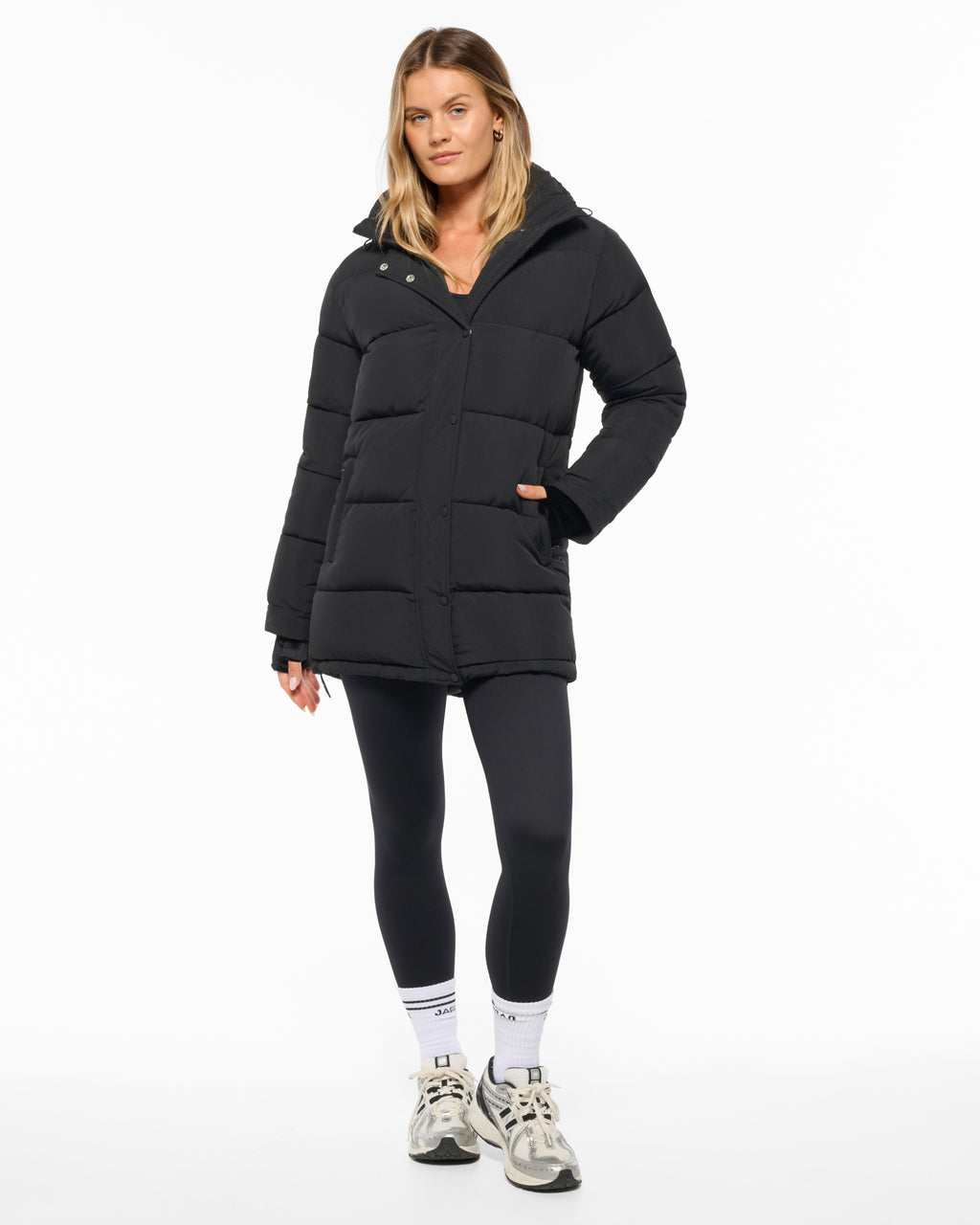 ESSENTIAL MID LINE PUFFER JACKET BLACK