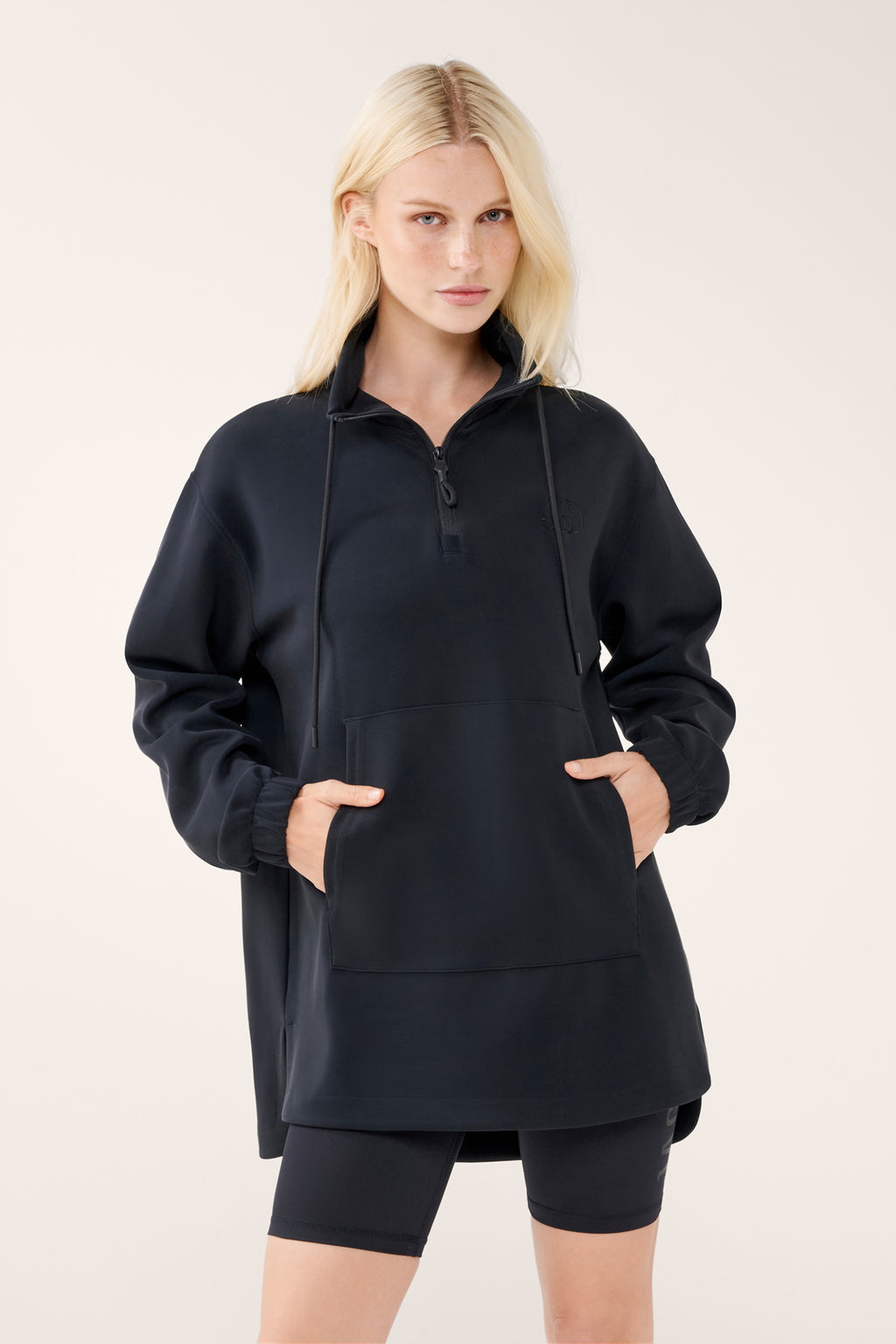 CLASS LONGLINE HALF-ZIP SCUBA SWEATER BLACK