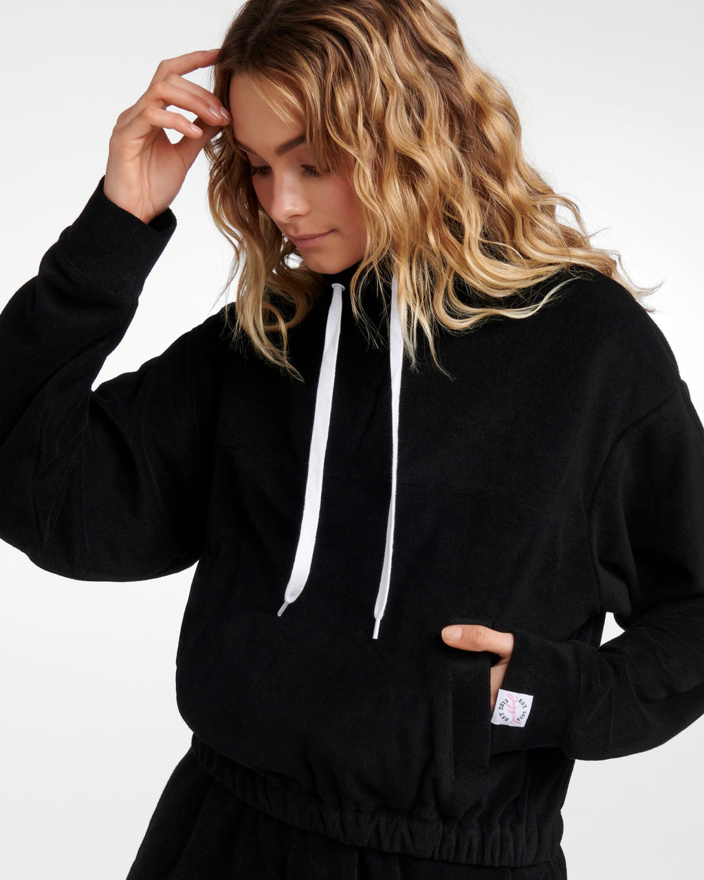 PALISADES CROP ZIPNECK TOWELLING SWEATER BLACK Jaggad