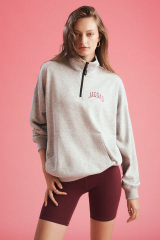 LOVE CLUB HALF-ZIP SIGNATURE SWEATER GREY MARLE