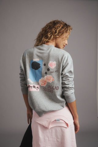 COLLAGE BOXY SWEATER GREY MARLE