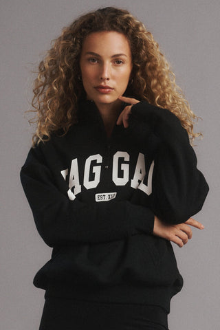 STUDIO HALF-ZIP SIGNATURE SWEATER BLACK