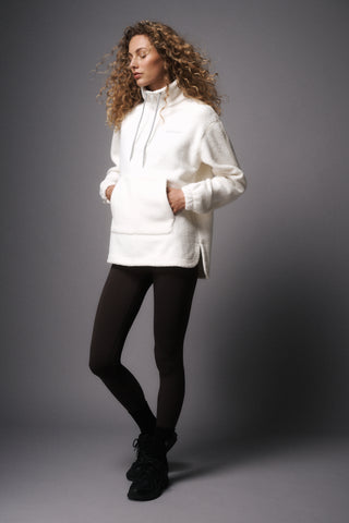 TERRAIN KANGA POCKET HALF-ZIP THERMAFLEECE SWEATER SWAN WHITE