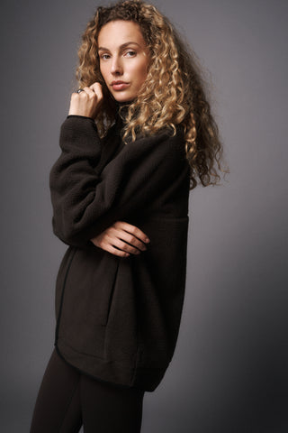 TERRAIN BOXY ZIP-THROUGH THERMAFLEECE JACKET COFFEE BEAN