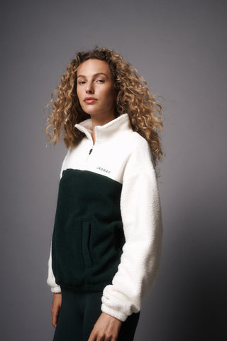 TERRAIN TWO-TONE HALF-ZIP THERMAFLEECE SWEATER PINE GREEN