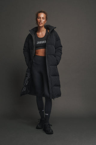 ESSENTIAL LONGLINE PUFFER JACKET BLACK