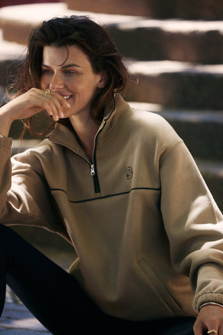 SUMMIT HALF-ZIP SWEATER OAK BROWN