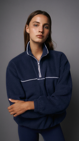 TERRAIN PIPED HALF-ZIP THERMAFLEECE SWEATER DARK NAVY