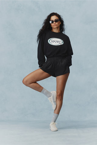 SPORT OVERSIZED BOXY LONG SLEEVE TEE BLACK
