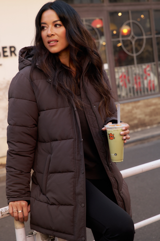 ESSENTIAL MID LINE PUFFER JACKET COFFEE BEAN