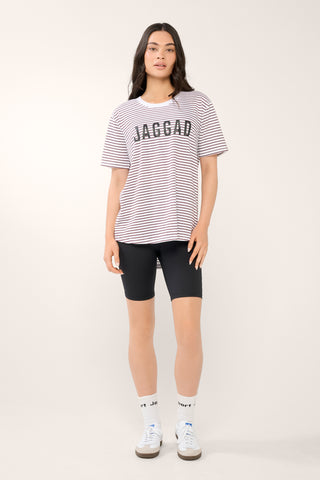 CLASSIC KEYLINE TEE CHERRY/BROWN STRIPE