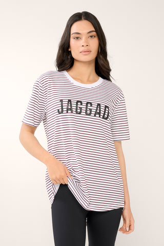 CLASSIC KEYLINE TEE CHERRY/BROWN STRIPE