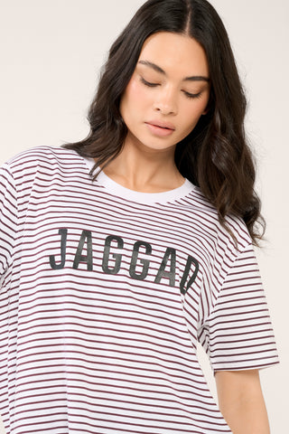 CLASSIC KEYLINE TEE CHERRY/BROWN STRIPE