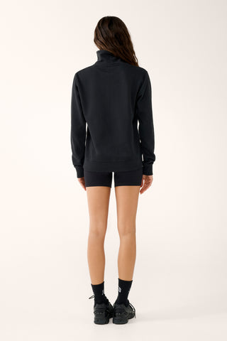 COLLEGE ZIP-NECK CLASSIC SWEATER BLACK