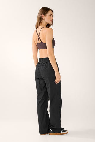 CENTERED RELAXED POPLIN PANT BLACK