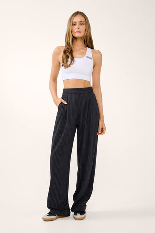 DRIFT PLEAT PANT NAVY PINSTRIPE
