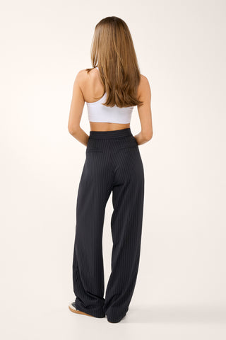 DRIFT PLEAT PANT NAVY PINSTRIPE