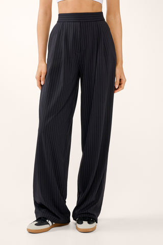 DRIFT PLEAT PANT NAVY PINSTRIPE