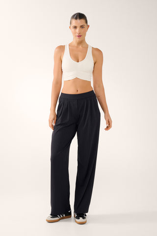 DRIFT PLEAT PANT NAVY PINSTRIPE