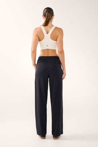 DRIFT PLEAT PANT NAVY PINSTRIPE