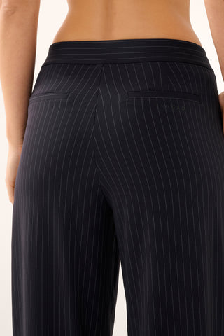 DRIFT PLEAT PANT NAVY PINSTRIPE