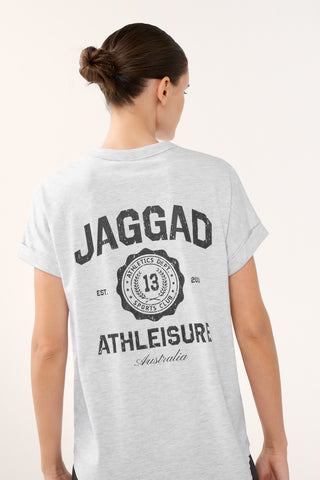 STATE CUFFED SLEEVE TEE WHITE MARLE