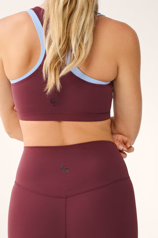 MOMENTUM DOUBLE LAYER RACER-BACK HALO CROP TOP CHERRY