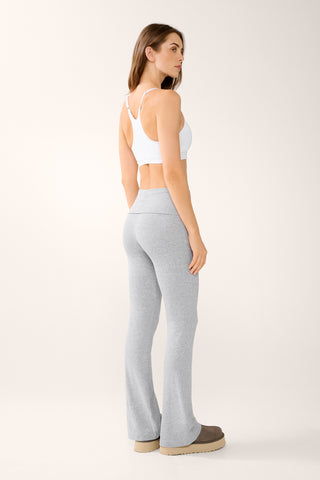 WANDER FOLD-OVER SOFT FLARE PANT GREY MARLE