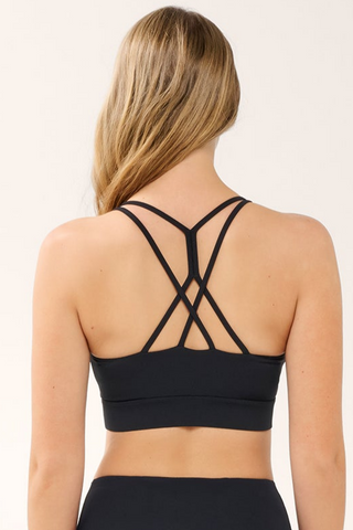 MOTION STRAPPY CROP BRA BLACK