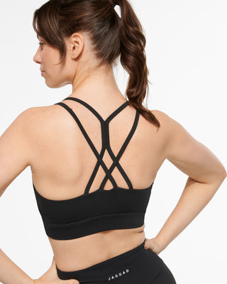 MOTION STRAPPY CROP BRA BLACK