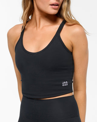 HYDE LONGLINE ACTIVCOMFORT CROP TANK BLACK