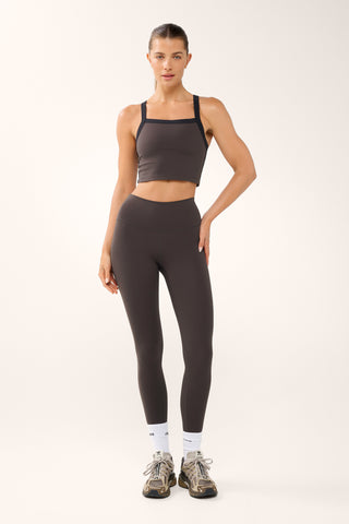 RUE LONGLINE CONTRAST STRAP TANK COFFEE BEAN