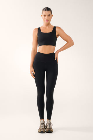 FOUNDATION SQUARE NECK CROP BRA BLACK