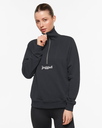 ESSENTIAL ZIP NECK SWEATER BLACK Jaggad