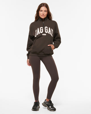 STUDIO HALF-ZIP SIGNATURE SWEATER COFFEE BEAN