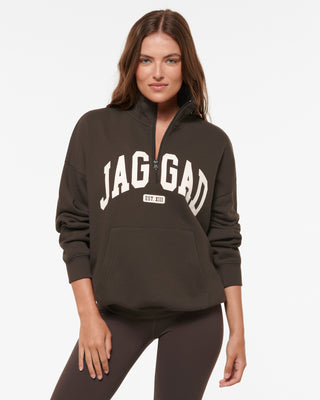 STUDIO HALF-ZIP SIGNATURE SWEATER COFFEE BEAN