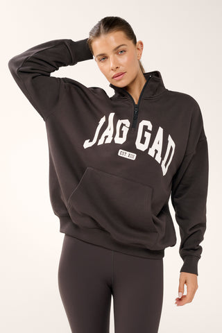 STUDIO HALF-ZIP SIGNATURE SWEATER COFFEE BEAN