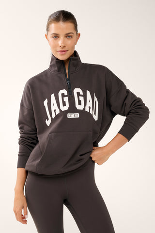 STUDIO HALF-ZIP SIGNATURE SWEATER COFFEE BEAN