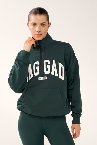 STUDIO HALF-ZIP SIGNATURE SWEATER PINE GREEN
