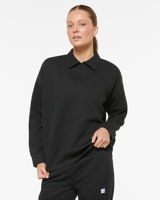 KEPLER SIGNATURE COLLARED WAFFLE SWEATER BLACK