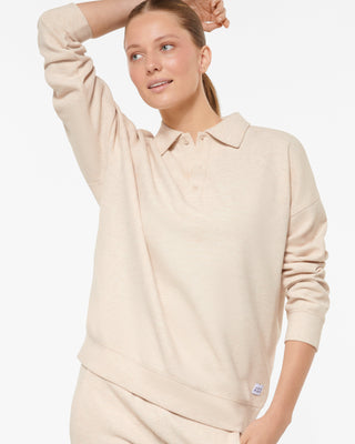 KEPLER SIGNATURE COLLARED WAFFLE SWEATER OATMEAL