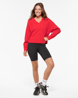 KEPLER V-NECK WAFFLE SWEATER RED