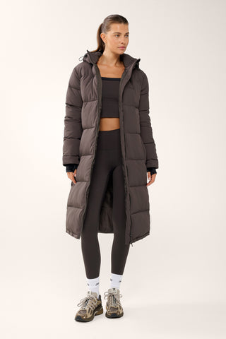 ESSENTIAL LONGLINE PUFFER JACKET COFFEE BEAN