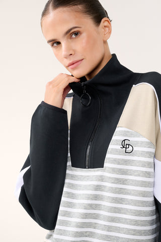 RIO LONGLINE HALF-ZIP SWEATER GREY MARLE