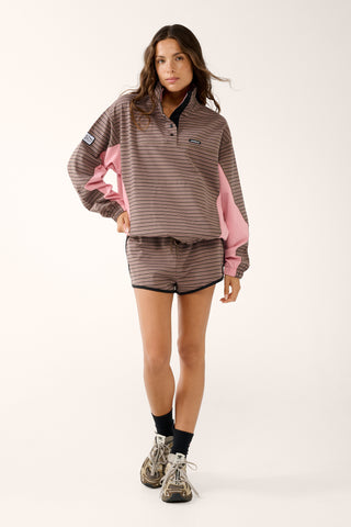 SOHO SNAP-NECK SWEATER COCOA