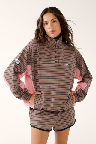 SOHO SNAP-NECK SWEATER COCOA