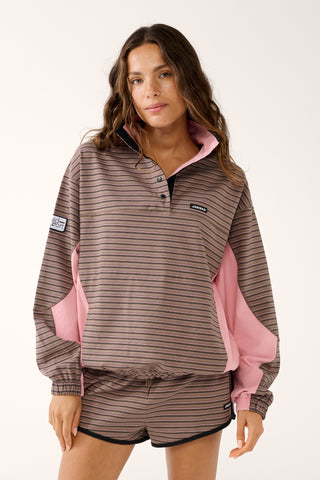 SOHO SNAP-NECK SWEATER COCOA