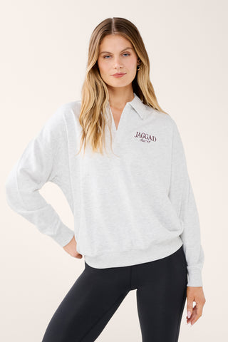 RACQUET CLUB SIGNATURE COLLARED SWEATER WHITE MARLE