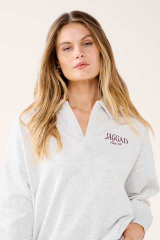 RACQUET CLUB SIGNATURE COLLARED SWEATER WHITE MARLE