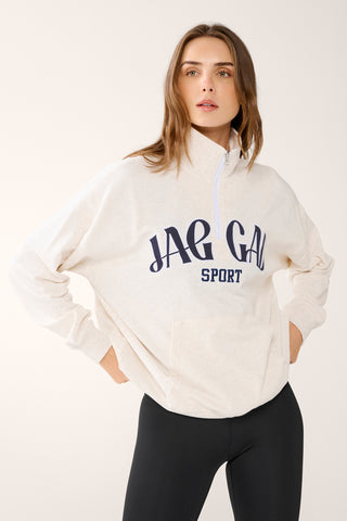 GRADUATE HALF-ZIP SIGNATURE SWEATER OATMEAL MARLE